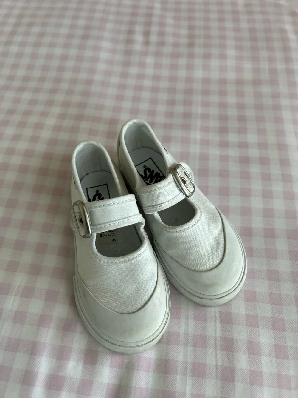 Vans Girls' White Mary Jane Canvas Strap Shoes